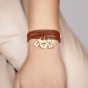 Personalised Multi-Dogs  Bracelet in Brown Leather