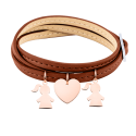 Personalised Multi-Daughters Bracelet in Brown Leather