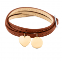 Personalised Heart & Circle Bracelet in Brown Leather