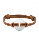 Personalised Disc with Cord Bracelet in Brown