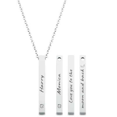 Personalised 4-Side Necklace with 2 Birthstones Personalised 4-Side Necklace with 2 Birthstones